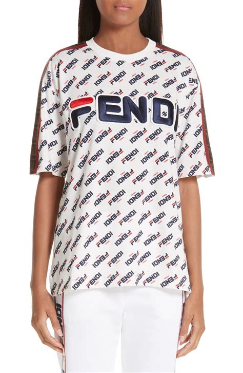 fendi fila medium mania logo white pouch|Fendi t shirts.